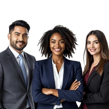 Three business people standing together png