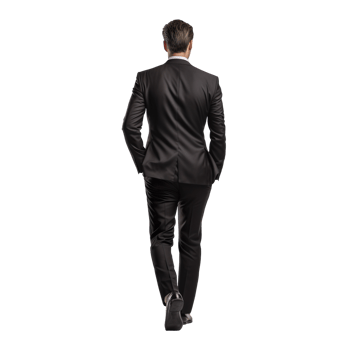 Back view of a businessman walking away isolated on transparent background png