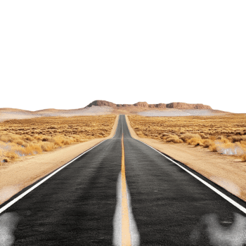 Desert Highway Scenic Vista on transparent background. png