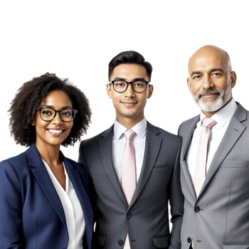 Three business people posing for a photo png