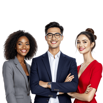Three business people standing together png
