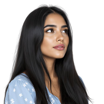 A woman with long hair looking up png