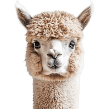 Elegant Alpaca in Winter Wonderland on transparent background. png