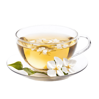 Fragrant Jasmine Tea in Glass on transparent background. png