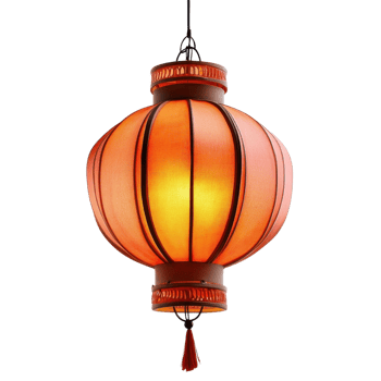 Red Lantern Glowing Warm Light on transparent background. png
