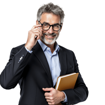 A man in a suit holding a book and talking on the phone png