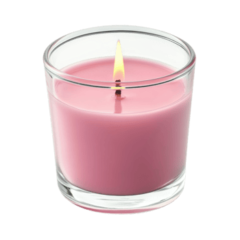 Pink Candle in Glass White Background on transparent background. png