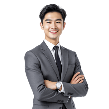Young asian businessman with arms crossed png