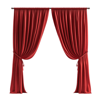 Red Velvet Curtain Stage Drape on transparent background. png