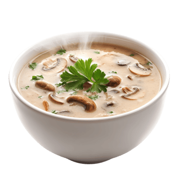 Creamy Mushroom Soup Bowl on transparent background png