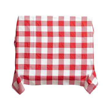 Red White Tablecloth Top View on transparent background. png