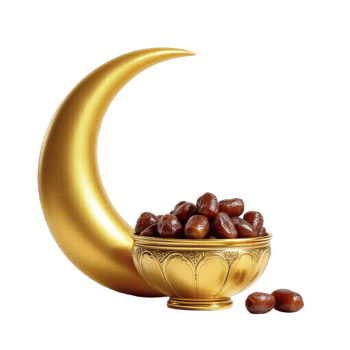 Dates and moon on black background png