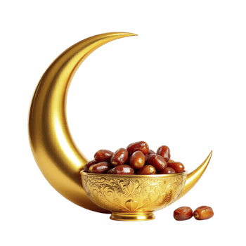 Dates and moon on black background png