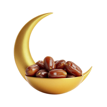 Dates in a golden bowl on a black background png