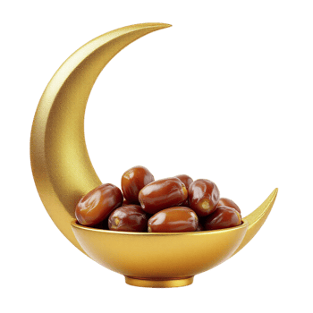 Dates in a golden bowl on a black background png