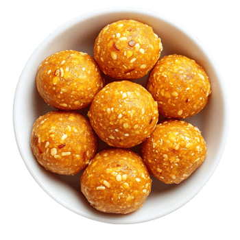 besan laddu top view isolated on transparent background png