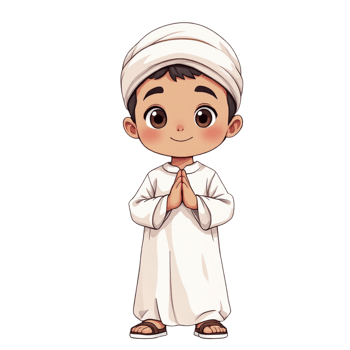 Cartoon muslim boy praying png