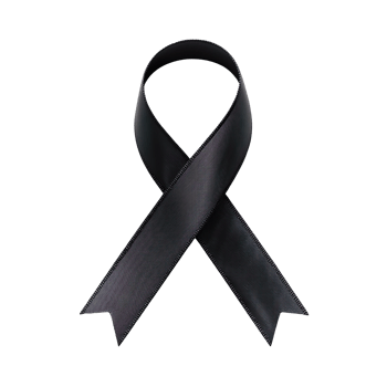 Black Ribbon. Melanoma cancer sign isolated on transparent background png