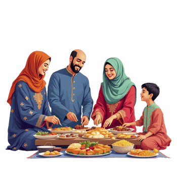 A family is eating food together png