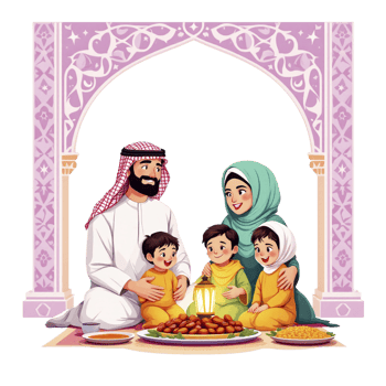 An arabic family is celebrating the eid al adha png