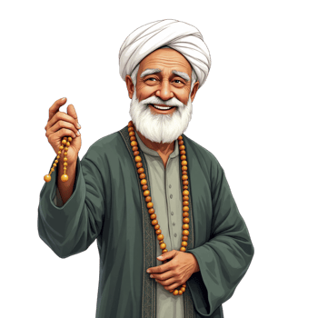 An old man in a turban holding a rosary png