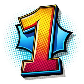 colourful comic style beautiful number one is isolated on transparent background png
