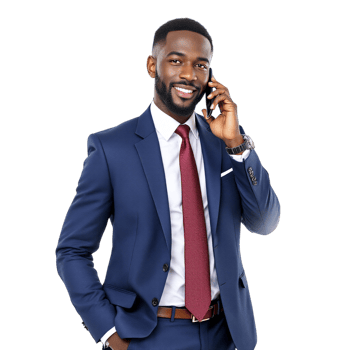 A man in a suit and tie talking on the phone png