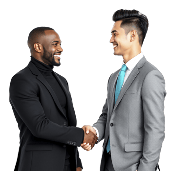 Two men in suits shaking hands png