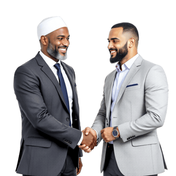 Two men in suits shaking hands png