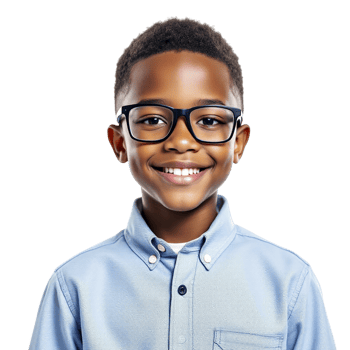 A young boy wearing glasses and a blue shirt png