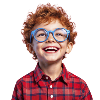 A young boy wearing glasses and smiling png