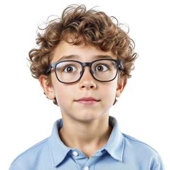 A young boy wearing glasses and a blue shirt png