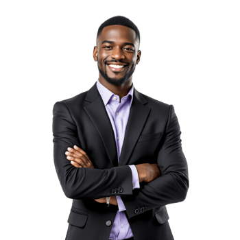 A young black man in a suit and purple shirt png