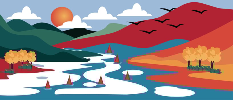 Winter Landscape with Pine Trees vector