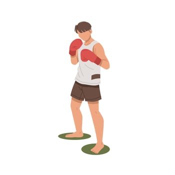 man wearing boxing gloves flat design illustration vector