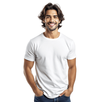 Smiling man in white t-shirt png