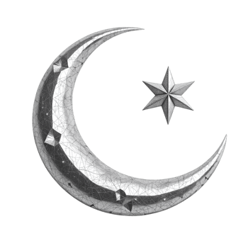 A silver crescent with a star on it png