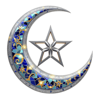 A crescent with a star and a blue background png