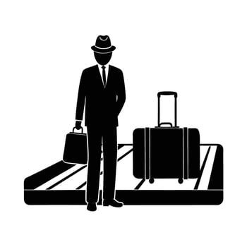 Executive patiently waiting at baggage claim during busy travel today vector
