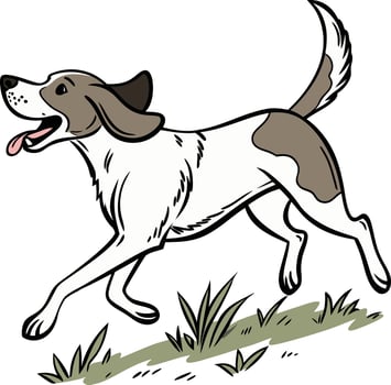Dog running happily, tongue lolling out, enjoying a sunny day vector