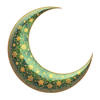 A crescent with gold and green designs png