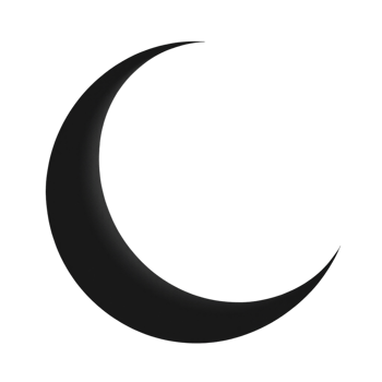 A black crescent with a white moon on it png
