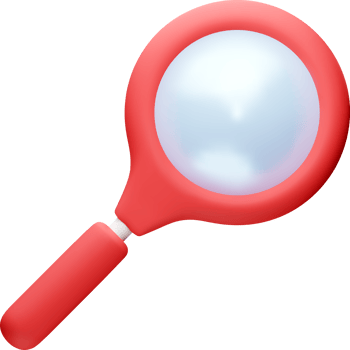 3D red magnifying glass png