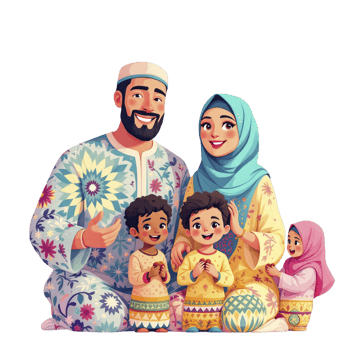 An illustration of a muslim family png