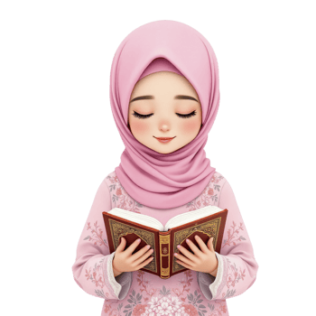 A cartoon girl in pink is reading a book png