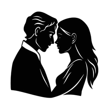 Romantic lovers sharing a tender forehead touch with care design vector