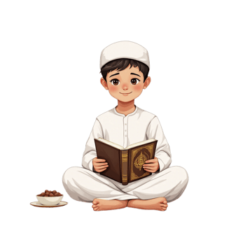 A boy in white is reading a book png