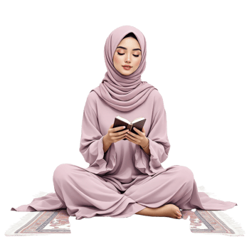 A woman in a hijab is sitting on the floor and reading a book png