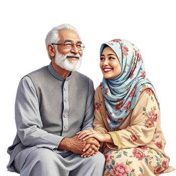 An old man and woman in traditional clothing png