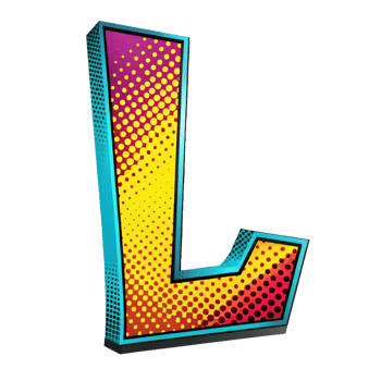 Colourful comic style alphabet L is isolated on transparent background png
